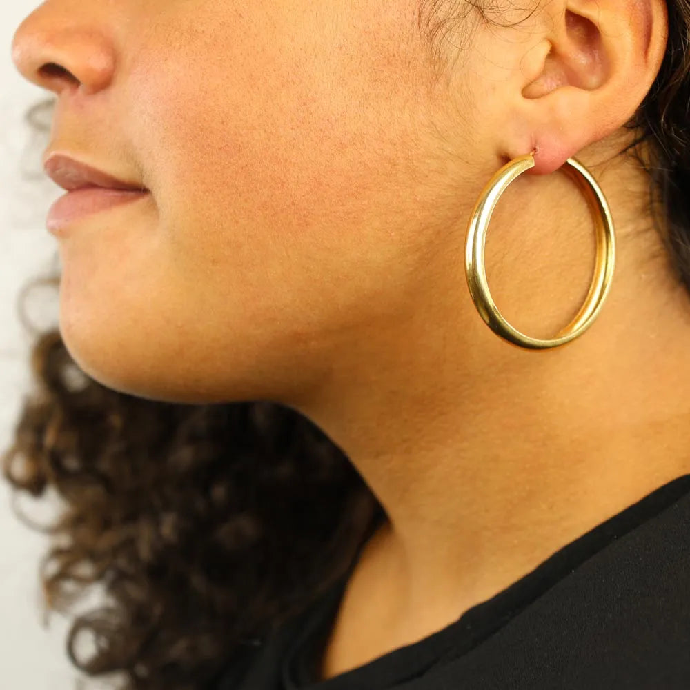 Boucles d'oreilles en Or jaune 18k - Style créoles