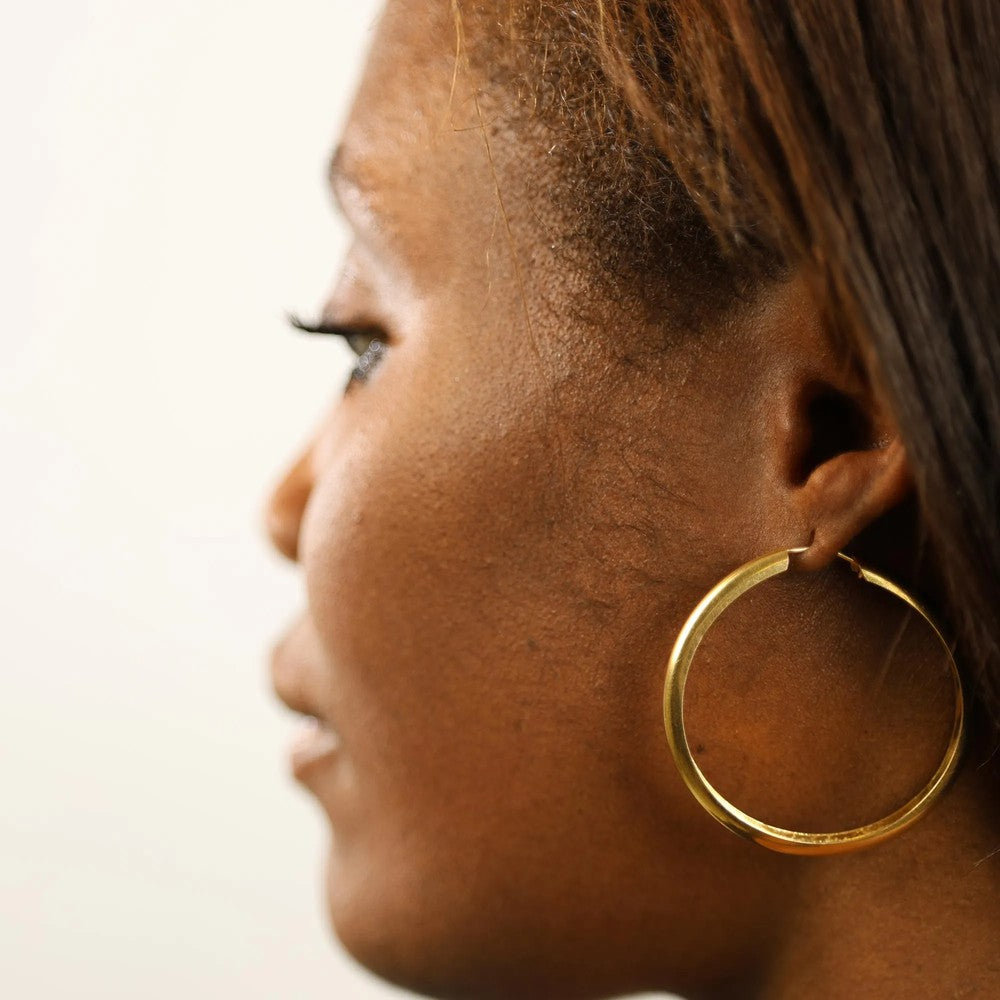 Boucles d'oreilles en Or jaune 18k - Style créoles