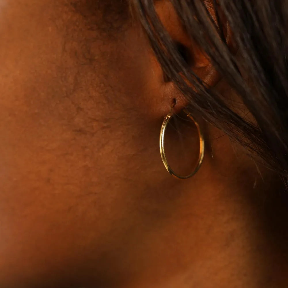 Boucles d'oreilles en Or jaune 18k - Style créoles