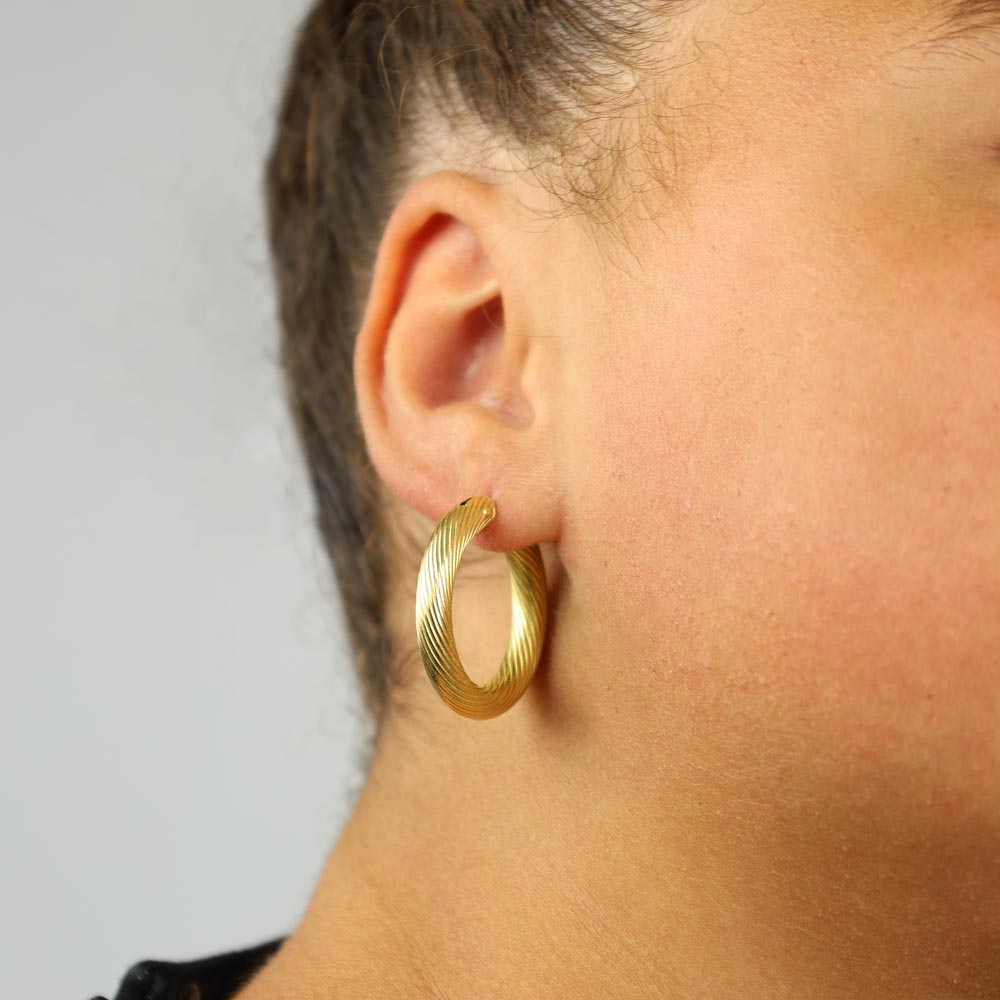 Boucles d'oreilles en Or jaune 18k - Style créoles