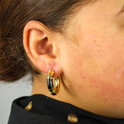 Boucles d'oreilles en Or jaune 18k - Style créoles avec Email