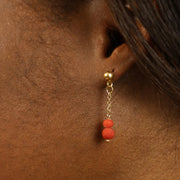 Boucles d'oreilles en Or jaune 18k avec Perles de corail