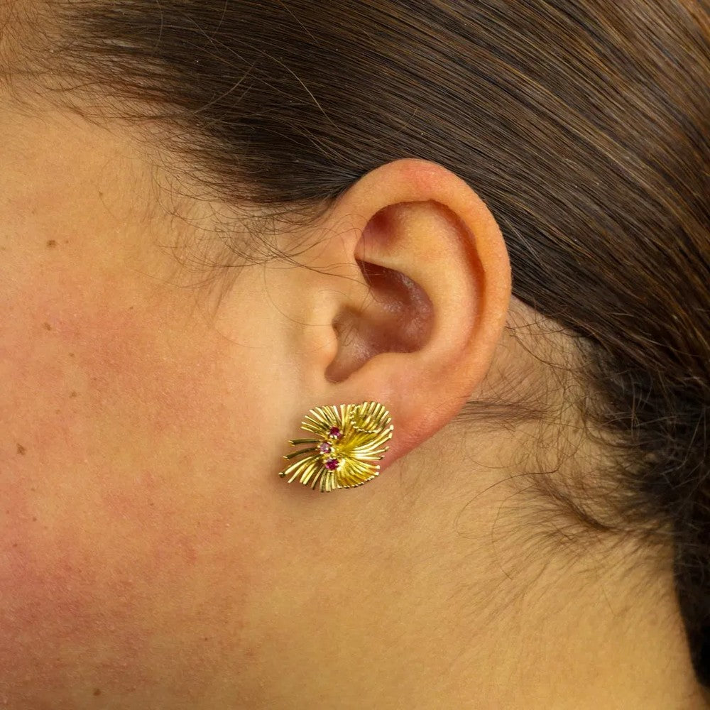 Boucles d'oreilles en Or jaune 18k avec Rubis