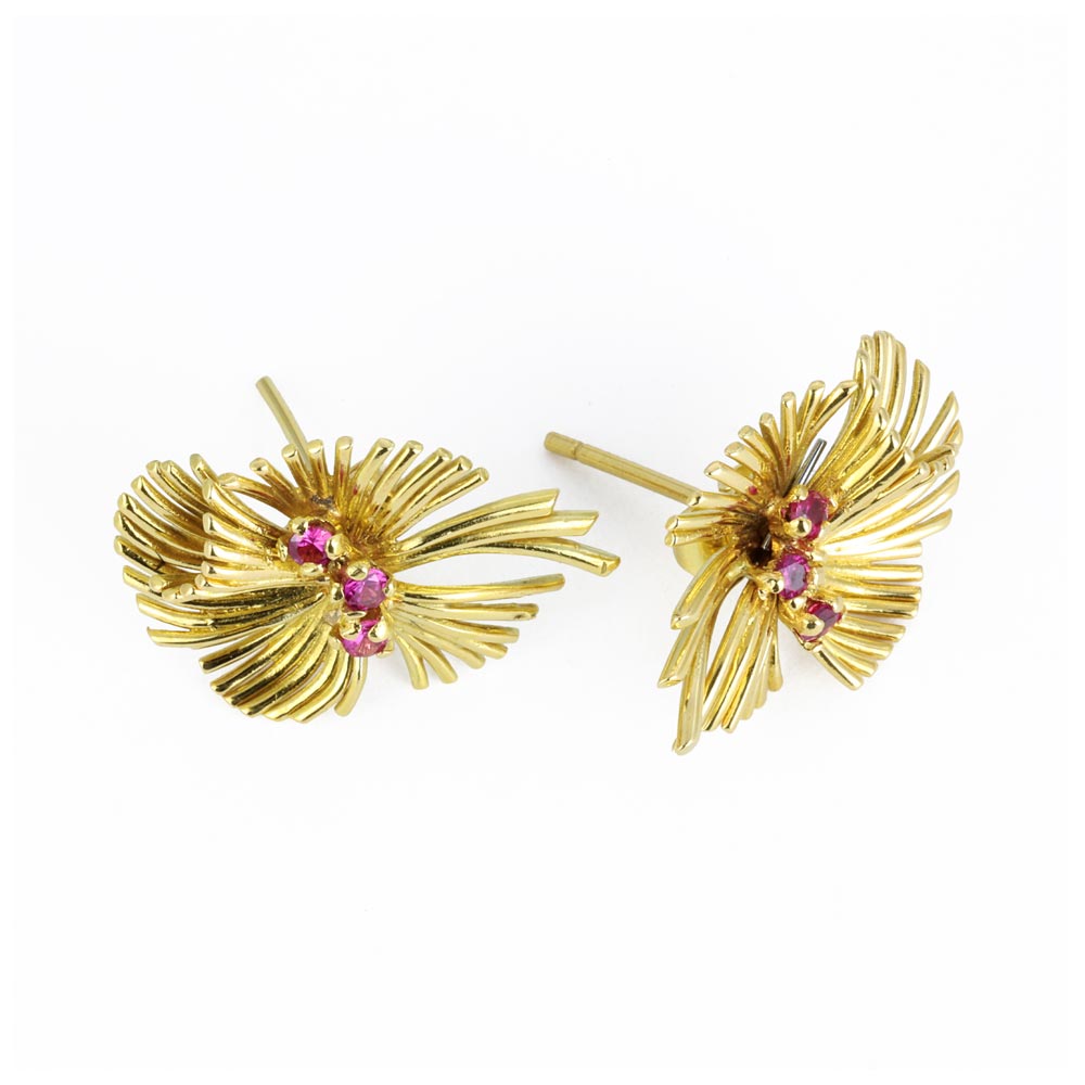 Boucles d'oreilles en Or jaune 18k avec Rubis