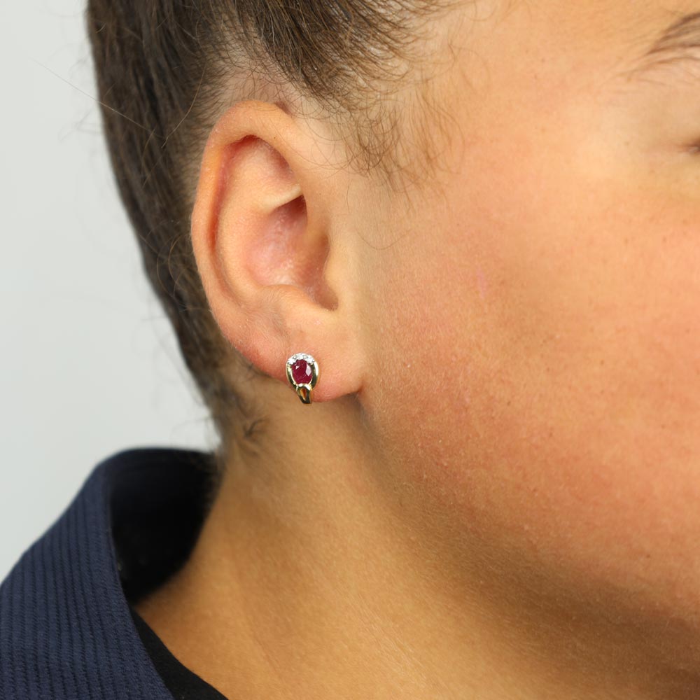 Boucles d'oreilles en Or jaune 18k avec Rubis et Diamants