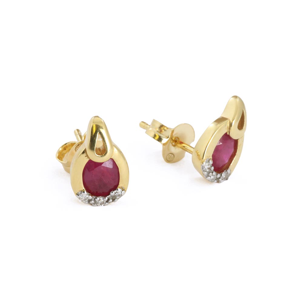 Boucles d'oreilles en Or jaune 18k avec Rubis et Diamants