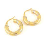 Boucles d'oreilles en Or jaune et blanc 18k - Style créoles