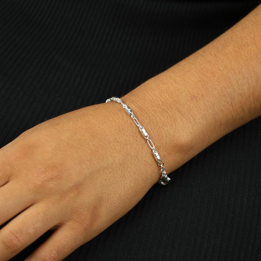 Bracelet en Argent -  Maille Fantaisie double hexagone