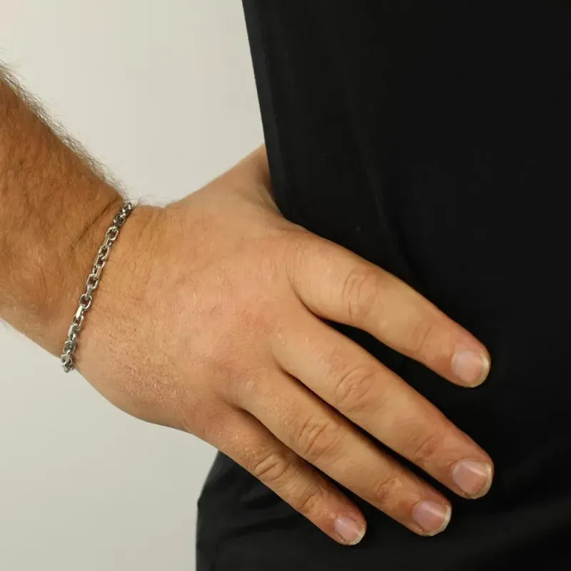 Bracelet en Argent - Maille Forçat limée