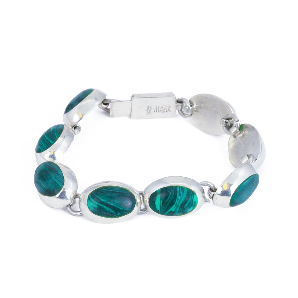 Bracelet en Argent avec Malachites