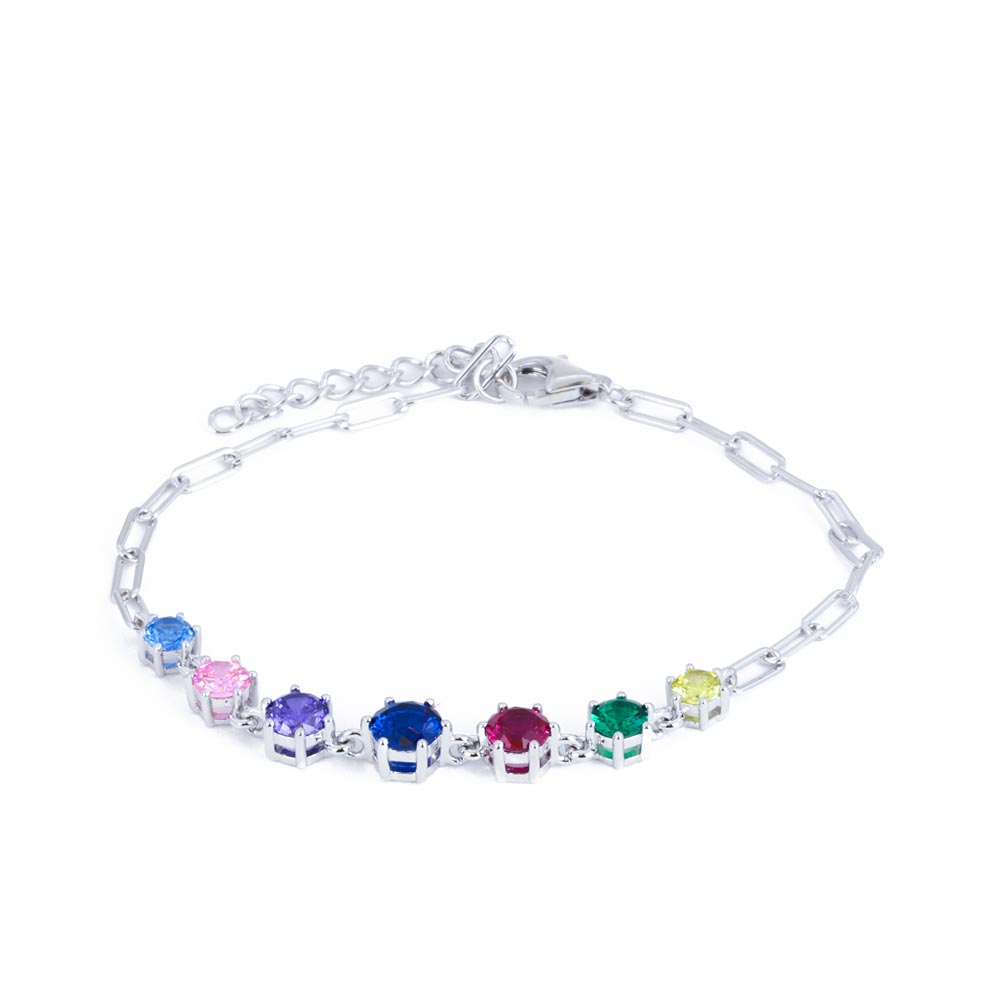 Bracelet en Argent avec Verre taillé multicolore
