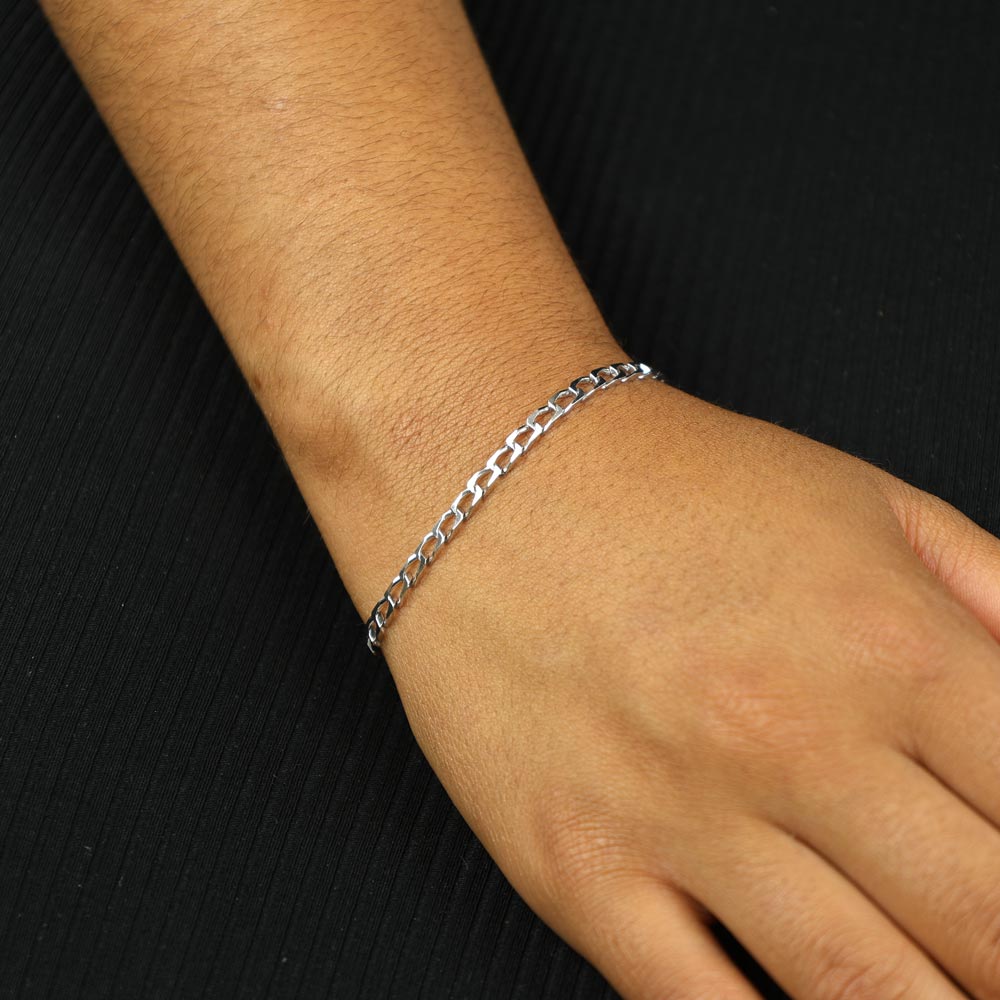 18k White Gold Figaro Chain Bracelet