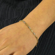 Bracelet en Or blanc et jaune 18k - Maille Fantaisie