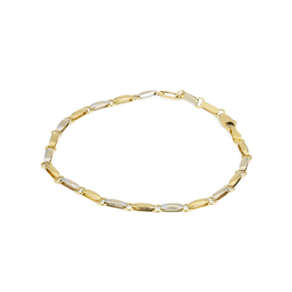 Bracelet en Or blanc et jaune 18k - Maille Fantaisie
