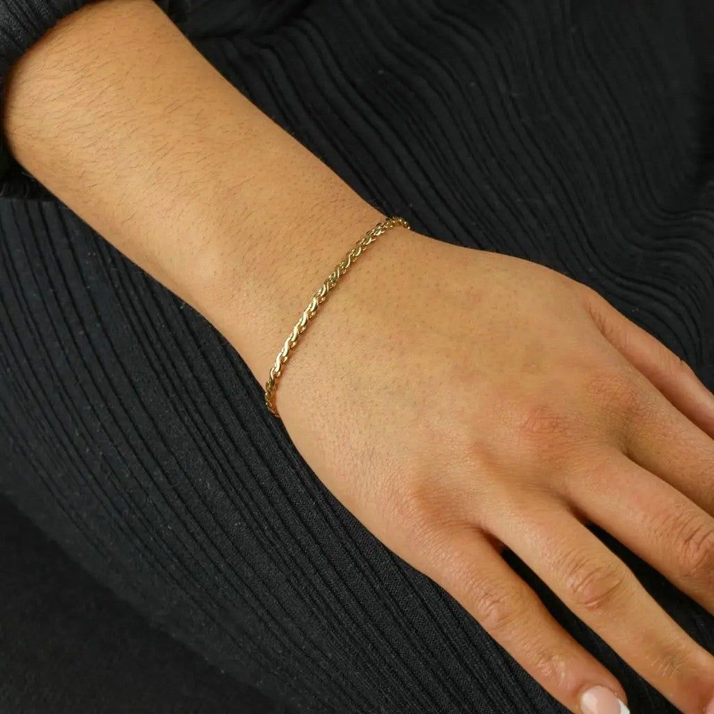 Bracelet en Or jaune 18 k - Maille Forçat
