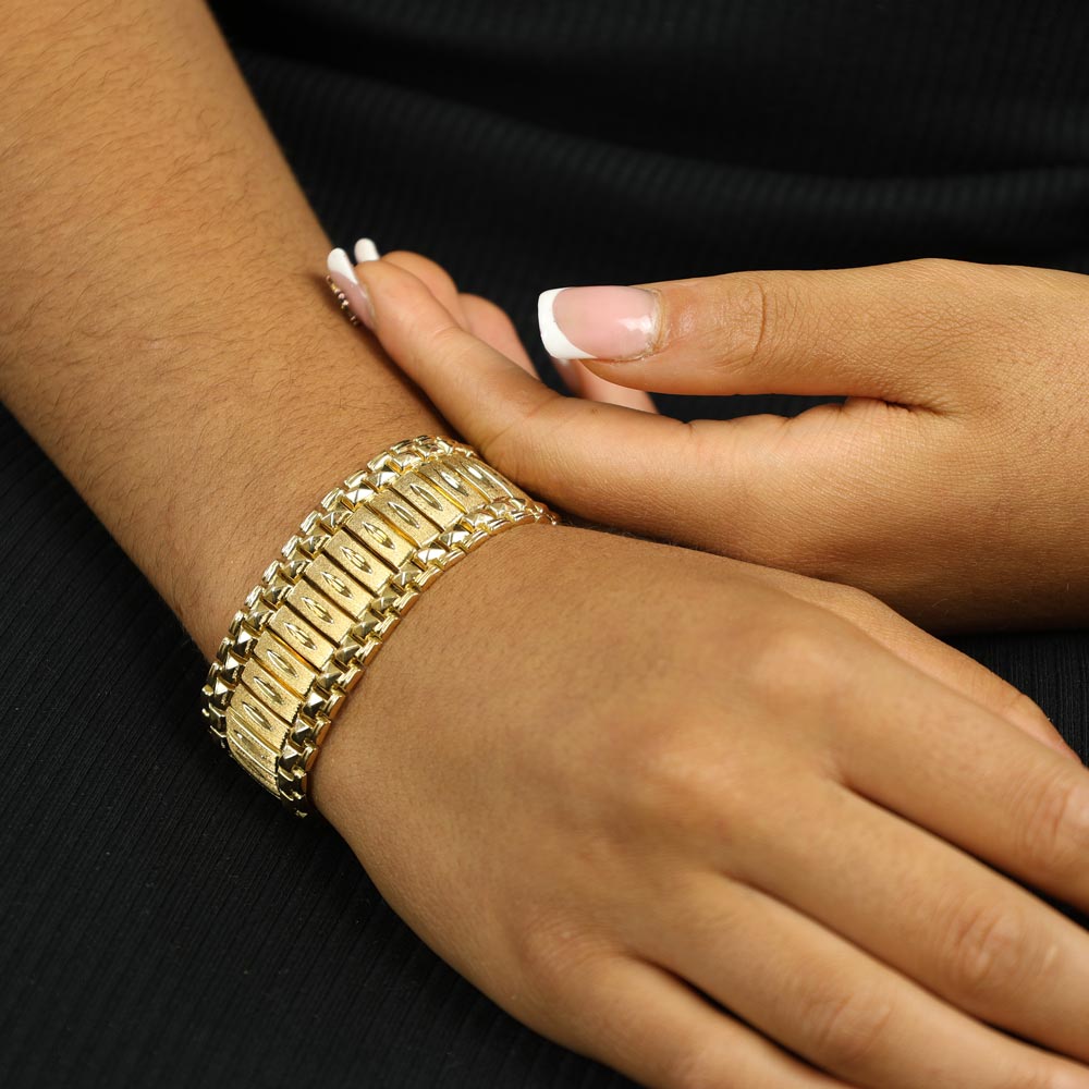 Bracelet en Or jaune 18k - "Manchette" - Style "Vintage"