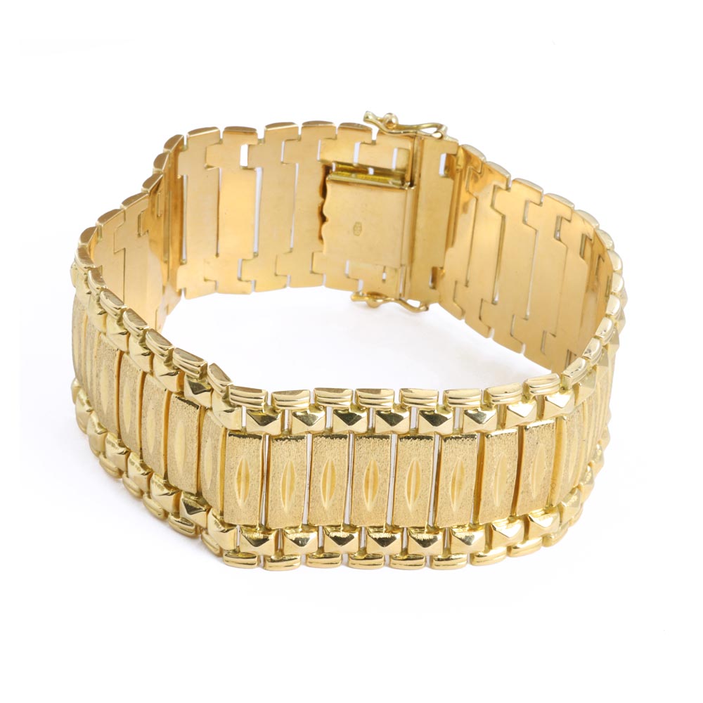Bracelet en Or jaune 18k - "Manchette" - Style "Vintage"