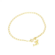 Bracelet en Or jaune 18k - Maille "Forçat" avec Dauphin