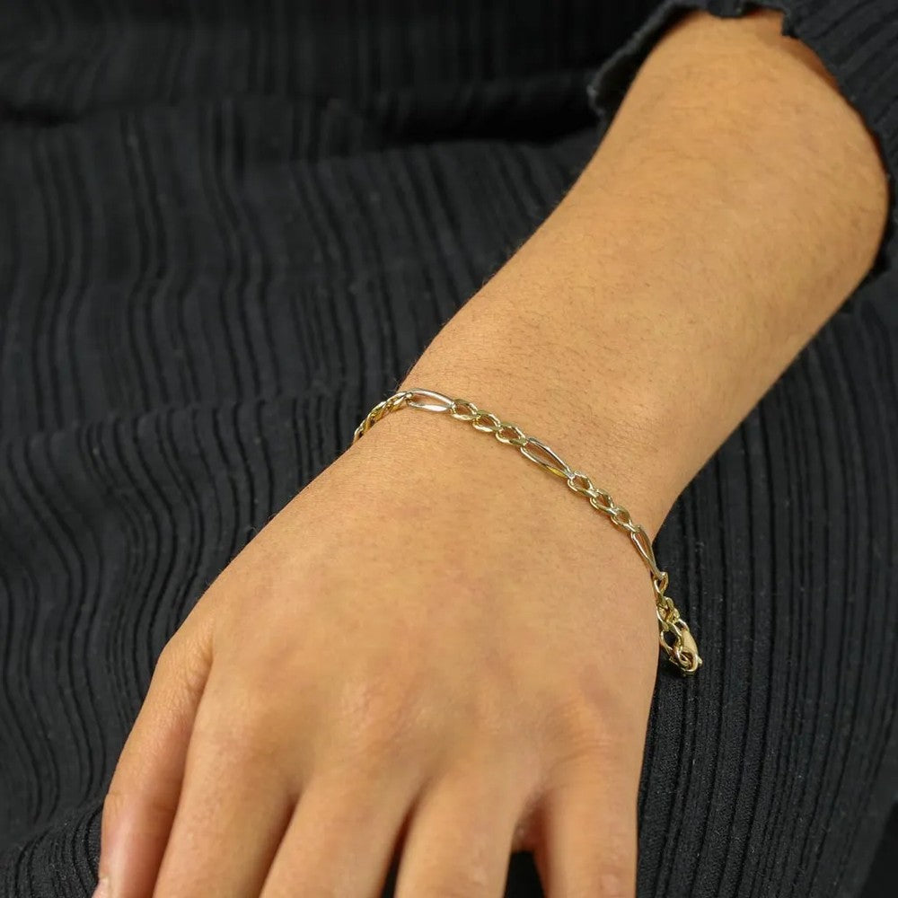 Bracelet en Or jaune 18k - Maille Figaro