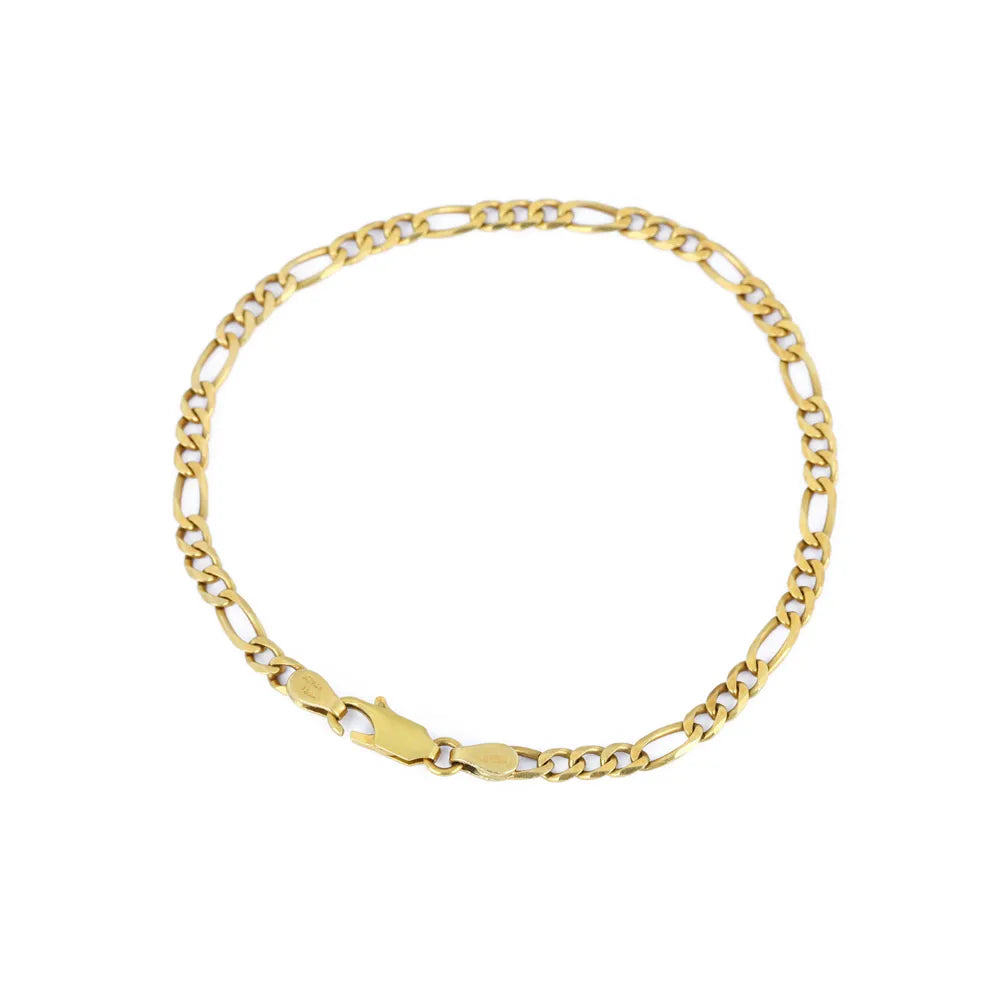 18k Yellow Gold Bracelet - Figaro Chain