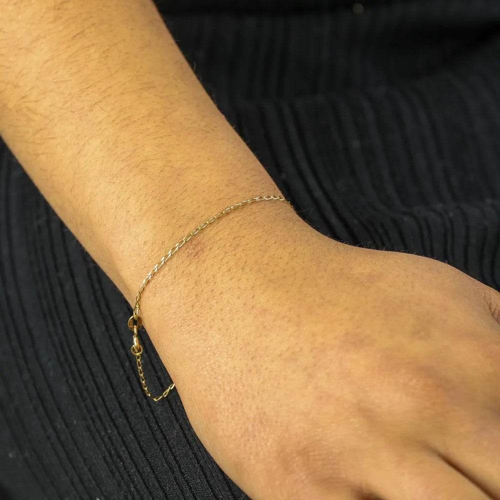 Bracelet en Or jaune 18k - Maille Gourmette