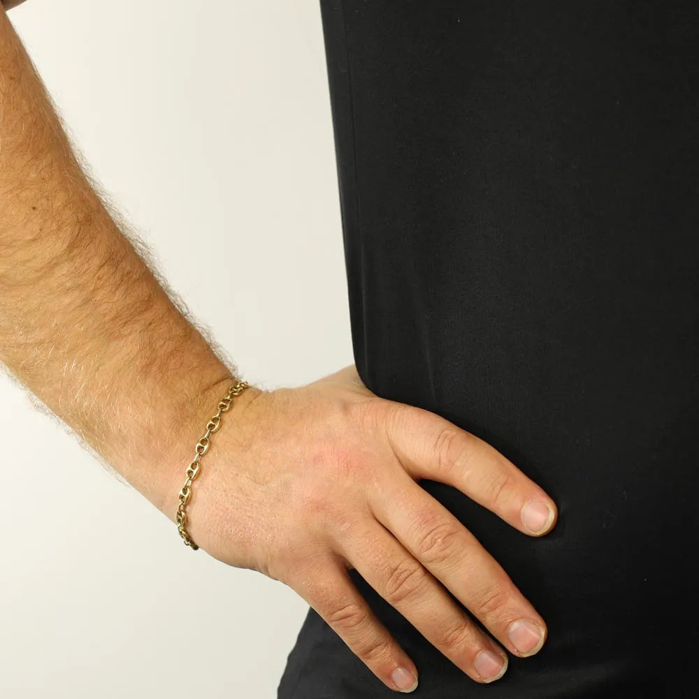Bracelet en Or jaune 18k - Maille Grains de café