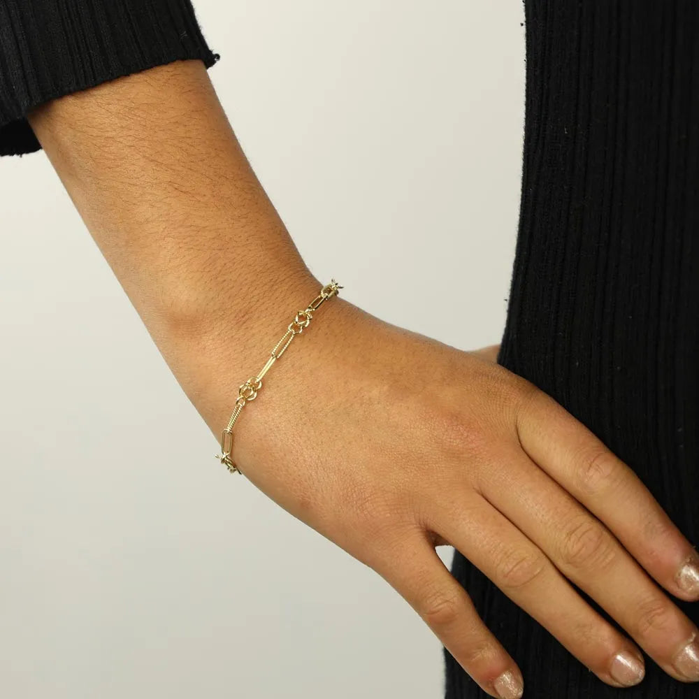Bracelet en Or jaune 18k - Maille Trombone