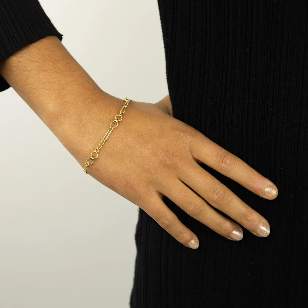 18k Yellow Gold Bracelet - Paperclip Chain