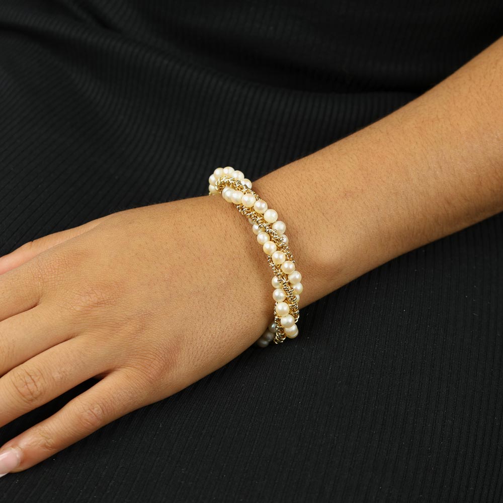 Bracelet en Or jaune 18k avec Perles
