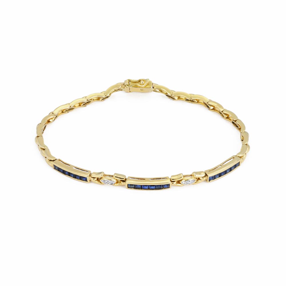 Bracelet en Or jaune 18k avec Saphirs et Diamants