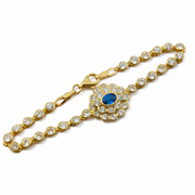 Bracelet en Or jaune 18k avec Spinelle synthétique et Moissanites