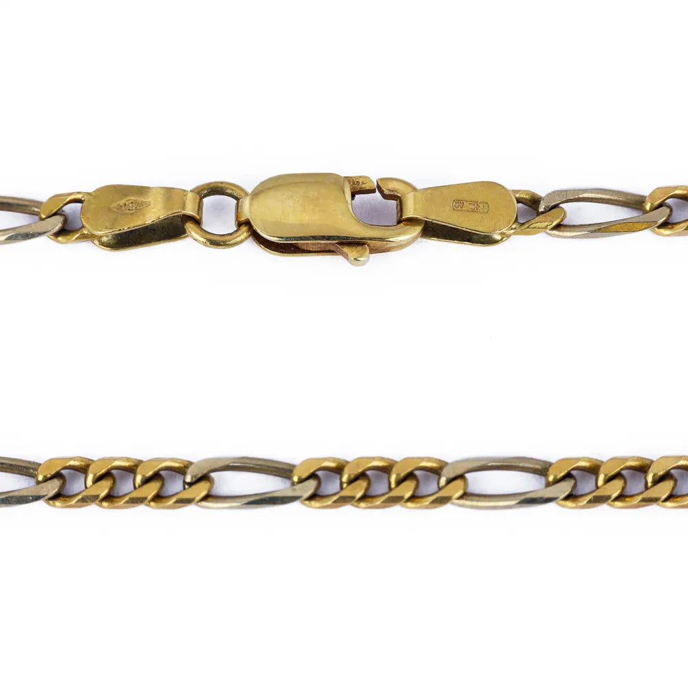 Bracelet en Or jaune et blanc 18k - Maille Figaro