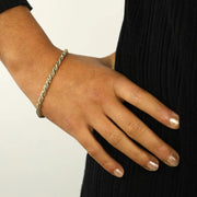Bracelet en Or jaune et blanc 18k - Maille Torsadée scintillante