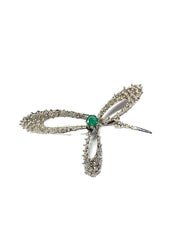 Broche en Or blanc 18k avec Emeraude