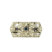 Broche en Or blanc 18k avec Saphirs et Diamants