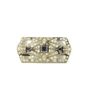 Broche en Or blanc 18k avec Saphirs et Diamants
