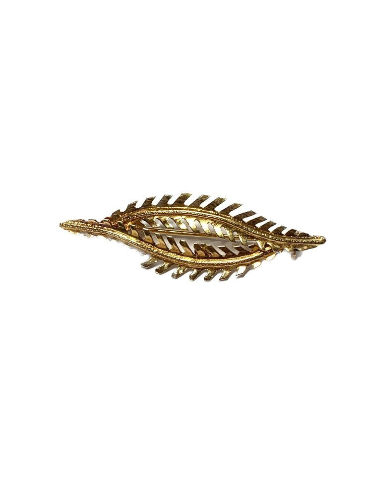 Broche en Or jaune 18k - Feuille stylisée