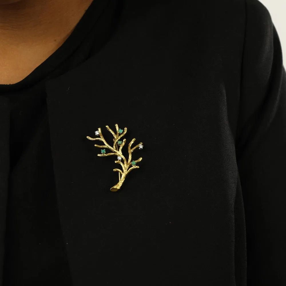 Broche en Or jaune 18k avec Diamants
