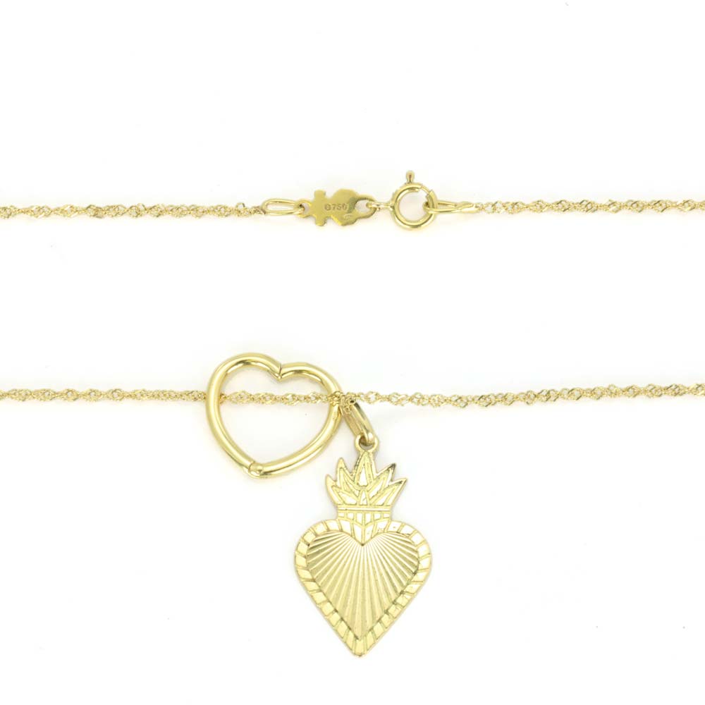 18k Yellow Gold Chain/Pendant - "Tous" - "Heart" Design