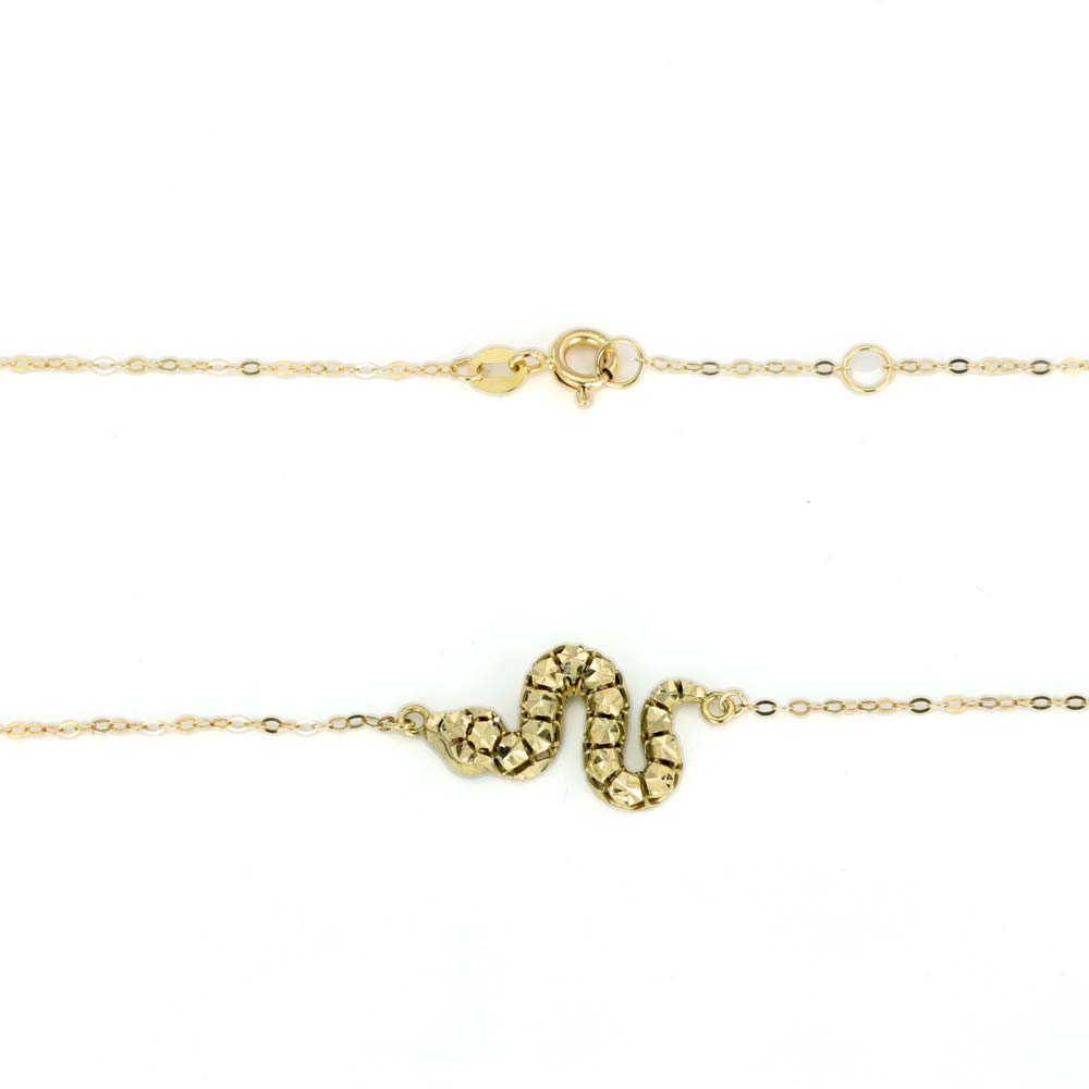 18k Yellow Gold Chain / Pendant - "Snake" Motif