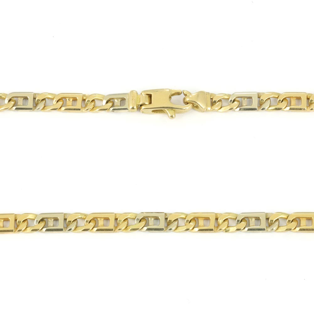 Chaine deux Ors 18k - Maille "Figaro"