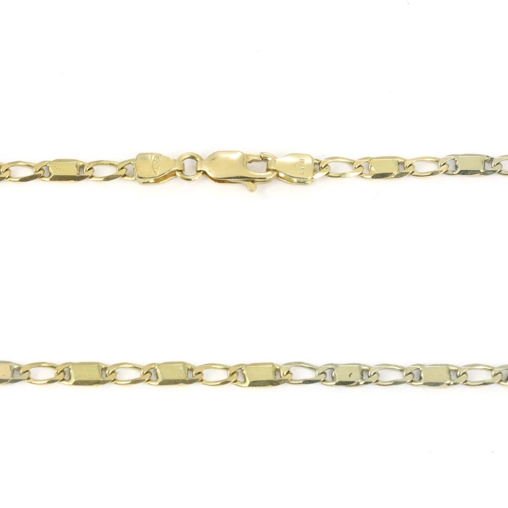 Chaine en Or Jaune et blanc 18k - Maille Alternée