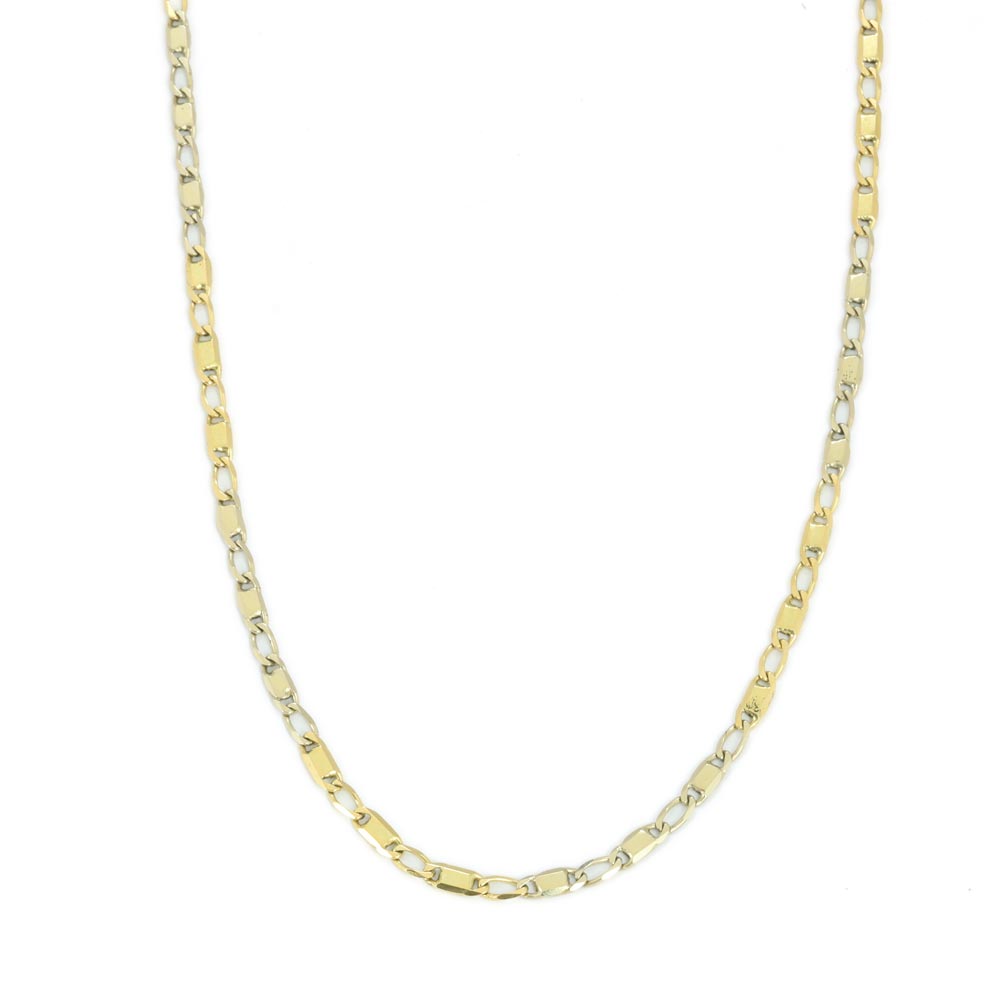 Chaine en Or Jaune et blanc 18k - Maille Alternée