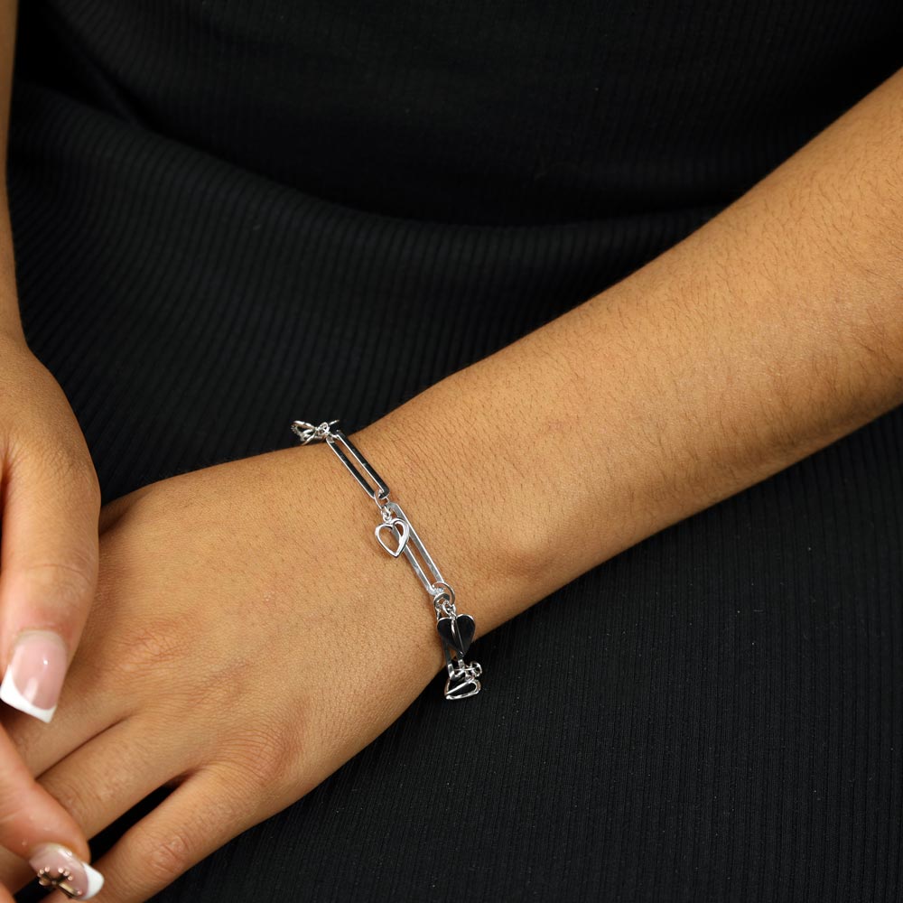 Chaine en Or blanc 18 k - Coeurs