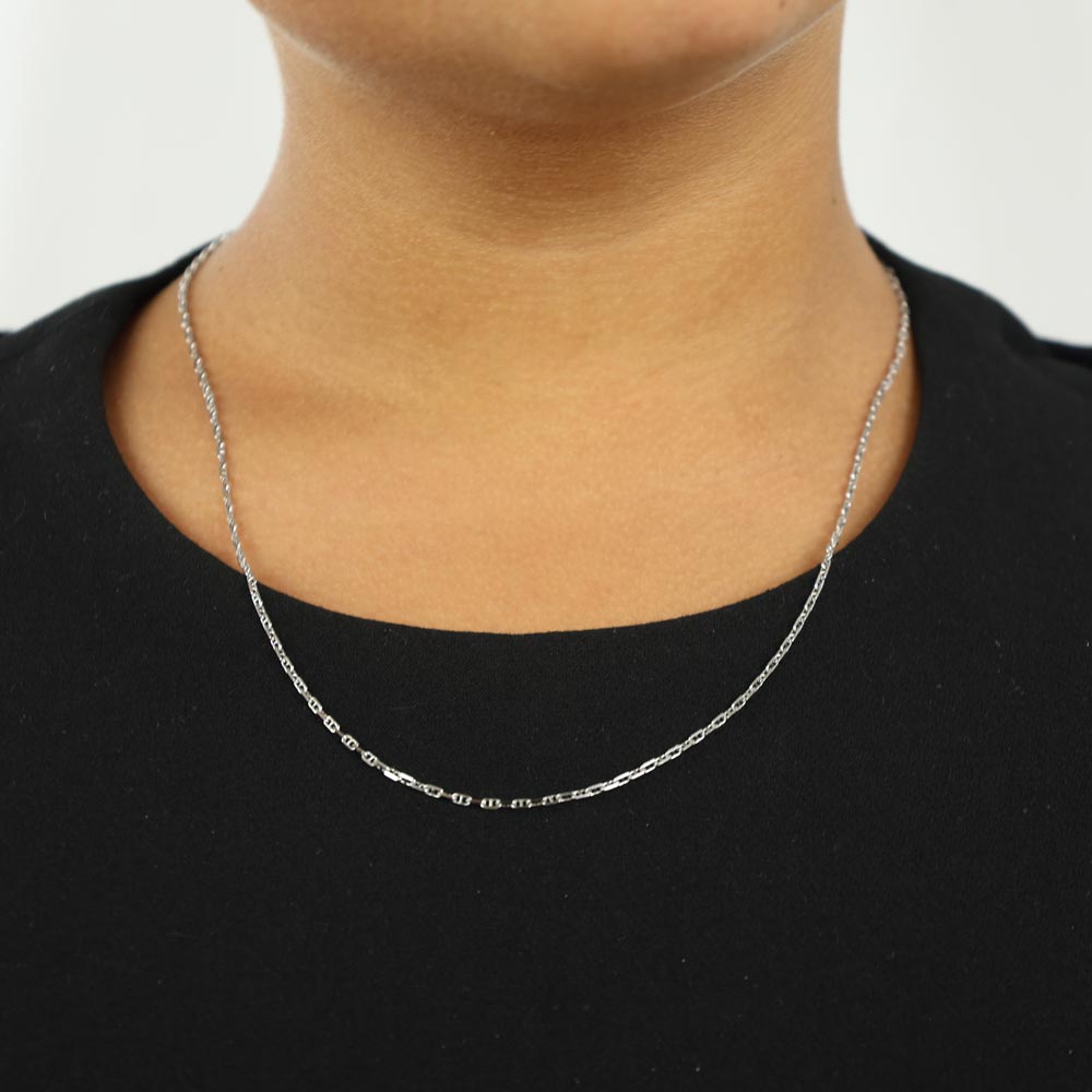 Chaine en Or blanc 18k - Maille Forçat