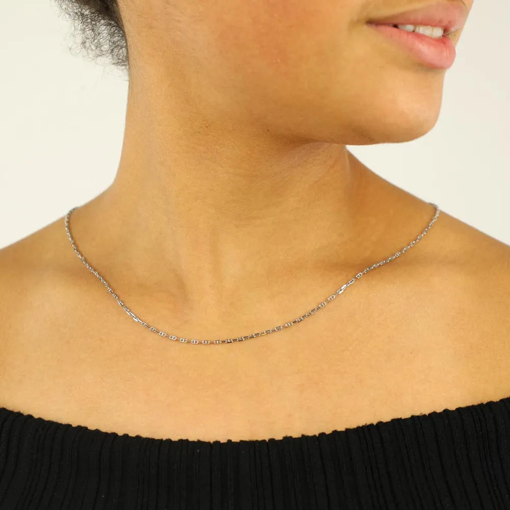 Chaine en Or blanc 18k - Maille Forçat