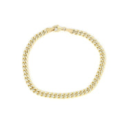 Chaine en Or blanc et jaune 14k - Maille Gourmette diamantée