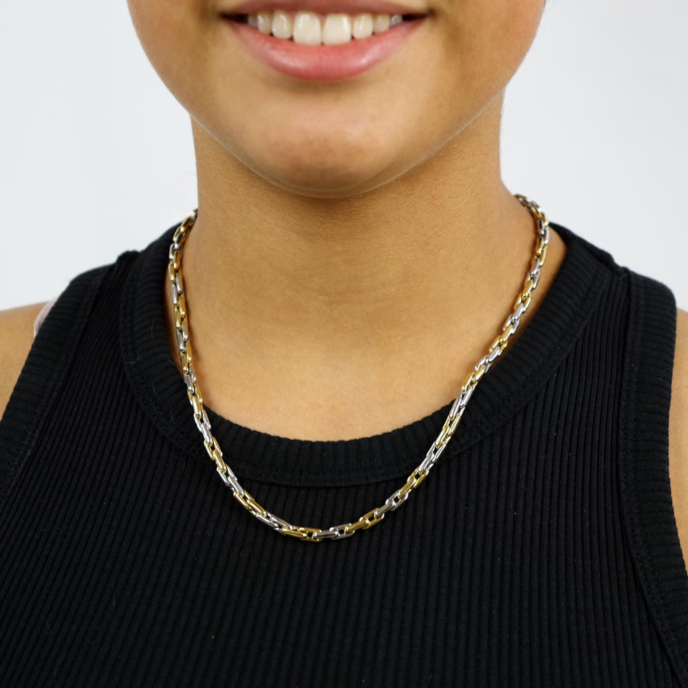 Chaine en Or blanc et jaune 18k