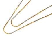 Chaine en Or jaune et blanc 18k - Maille "tabulaire et perlée"