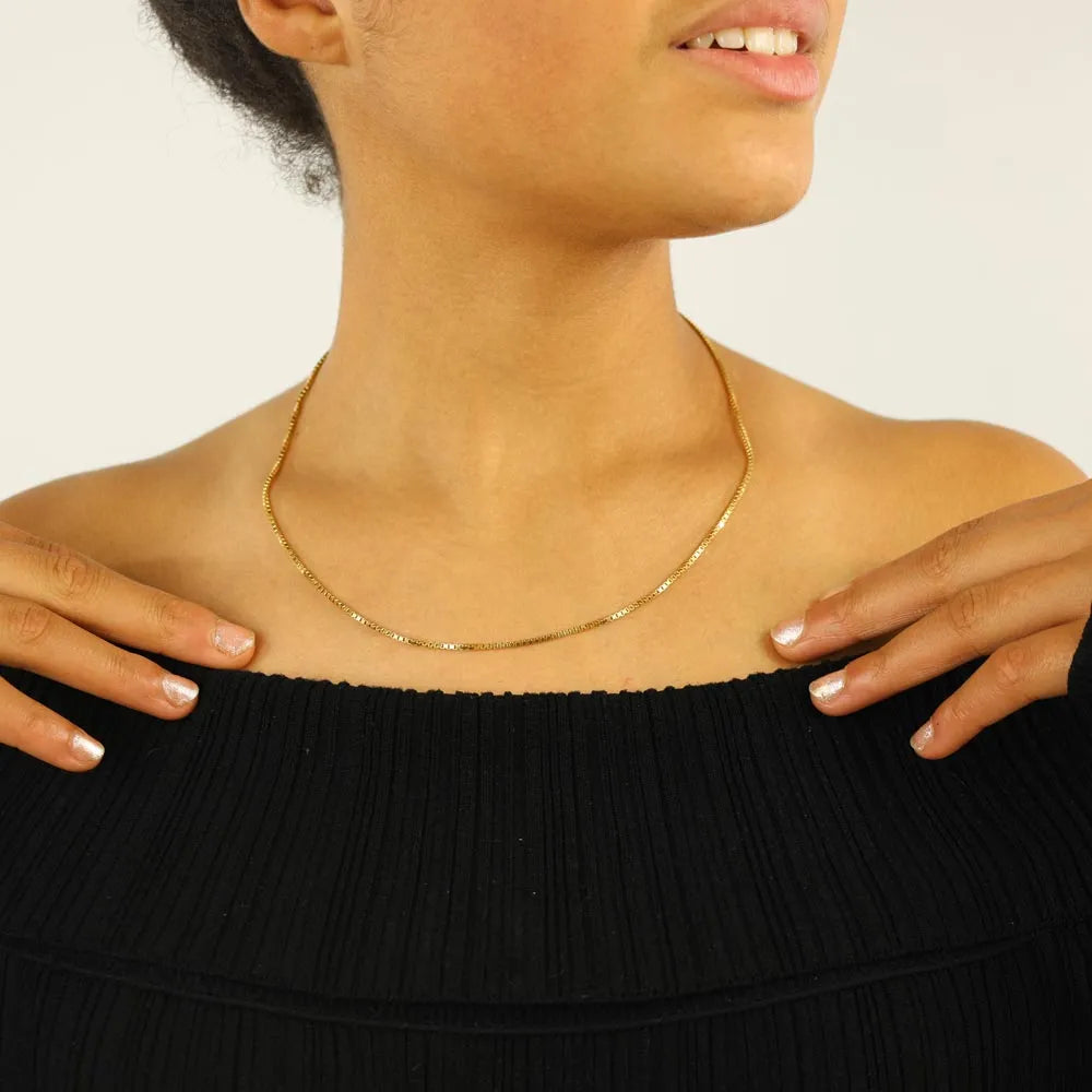 18k Yellow and White Gold Chain - Venetian Link